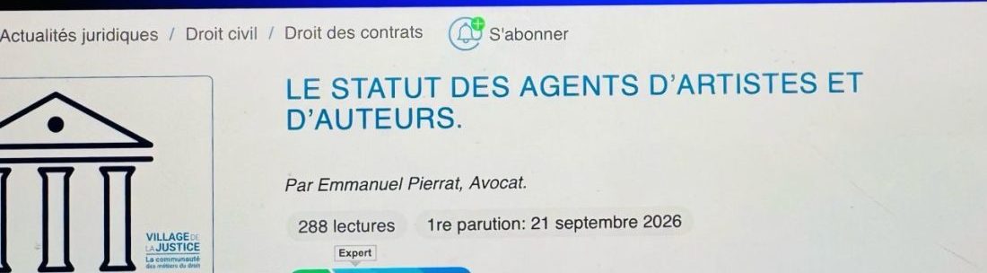 Le statut des agents d’artistes et d’auteurs.